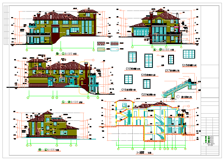 某地K型别墅建筑cad设计施工图