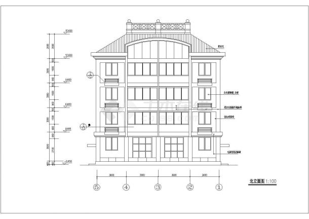 五层独立住宅底商私人住宅楼设计CAD详细建筑施工图-图二