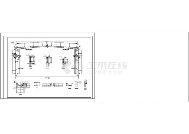 38x21m 单层钢制品厂钢结构车间结施全套cad施工图纸-图二