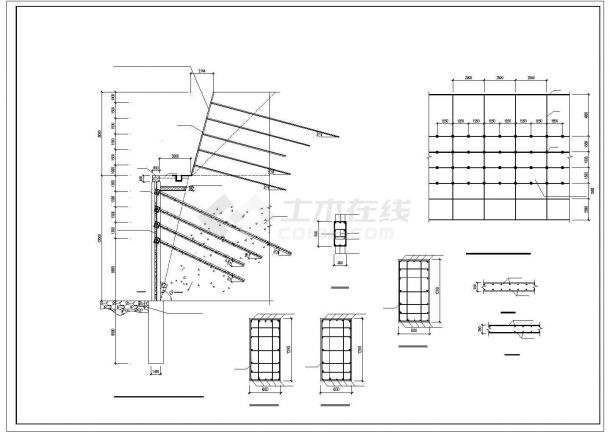 某高边坡支护挡土墙结构及桩锚支护设计详图，10张图纸-图二