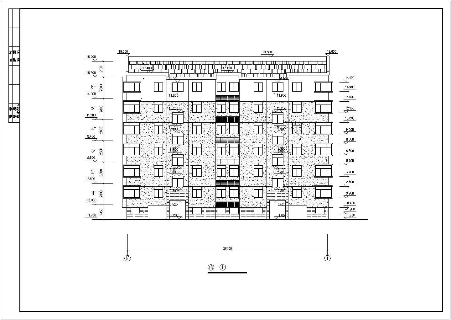 某七层复式商业高档对称户型住宅楼建筑设计完整CAD图纸