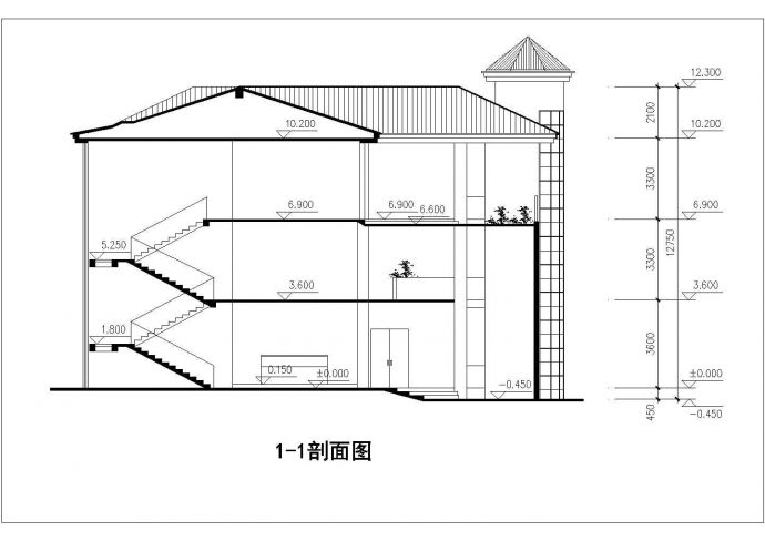 某三层仿欧式别墅建筑设计施工图_图1