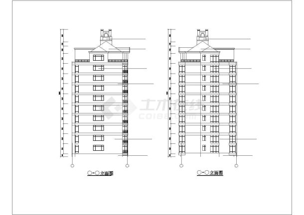 某城市小区9层加1阁楼住宅建筑全套设计完整CAD图纸-图二
