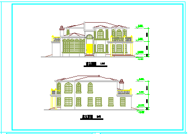 某地区小型别墅建筑施工cad图纸-图二