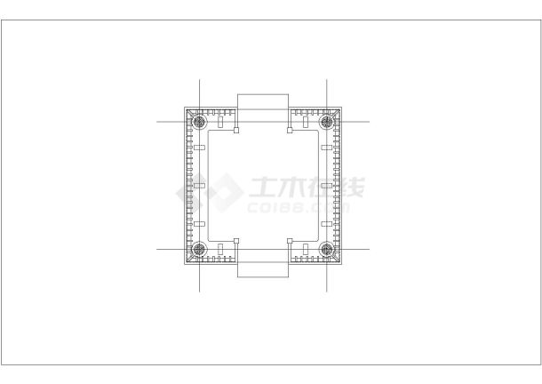 某四角亭钢筋混凝土建筑设计施工CAD图纸-图一
