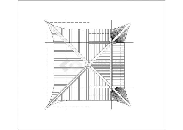 某四角亭钢筋混凝土建筑设计施工CAD图纸-图二