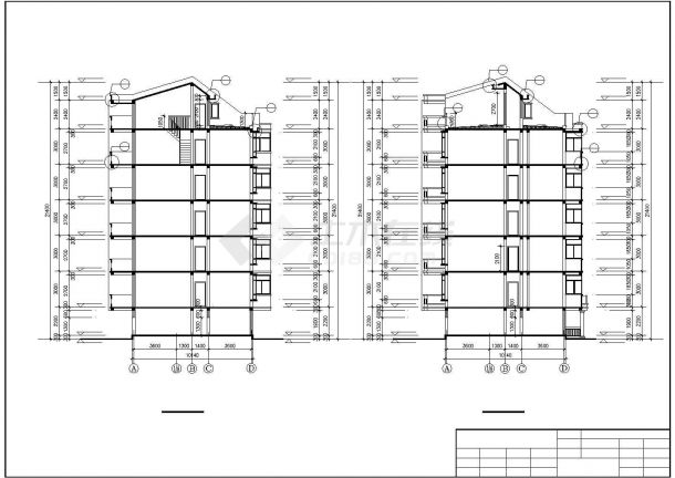 某城市小区六层两种户型楼建筑全套设计完整CAD图纸-图二