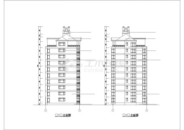 某城市小区九层经典住宅建筑全套设计完整CAD图纸-图一