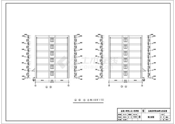衡阳科技学院5100平米5+1层框架结构学生宿舍楼建筑结构设计CAD图纸-图二