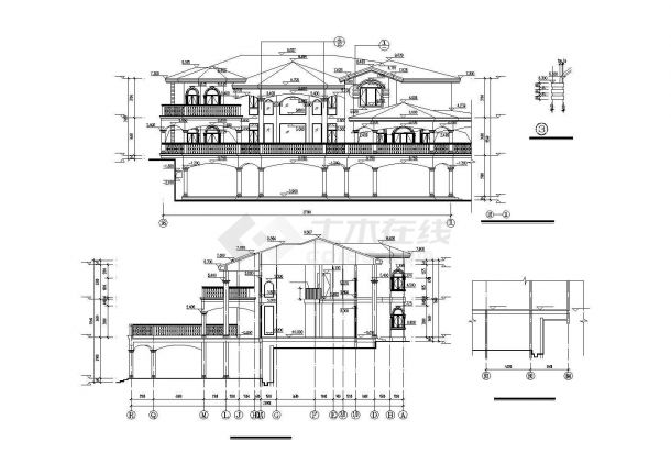 某国际度假风景区超大精装高级别墅建筑设计施工CAD图纸-图二