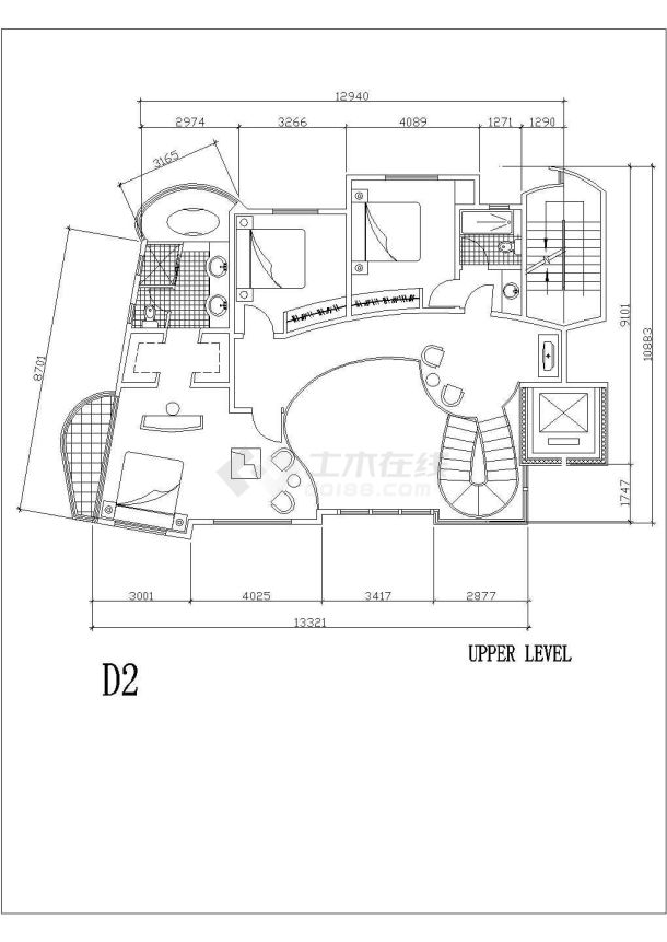 某国际度假风景区私人高档多层别墅建筑设计施工CAD图纸-图二