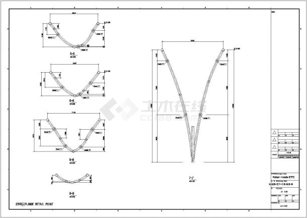 某工业区ETFE膜结构厂房建筑设计施工CAD图纸-图二