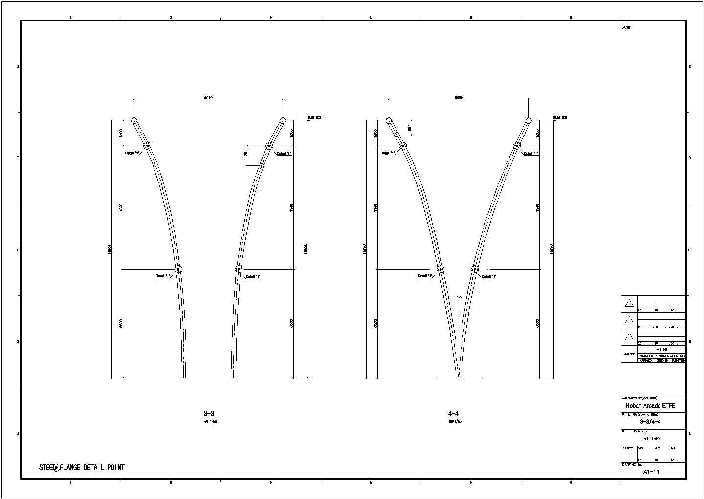 某工业区ETFE膜结构厂房建筑设计施工CAD图纸