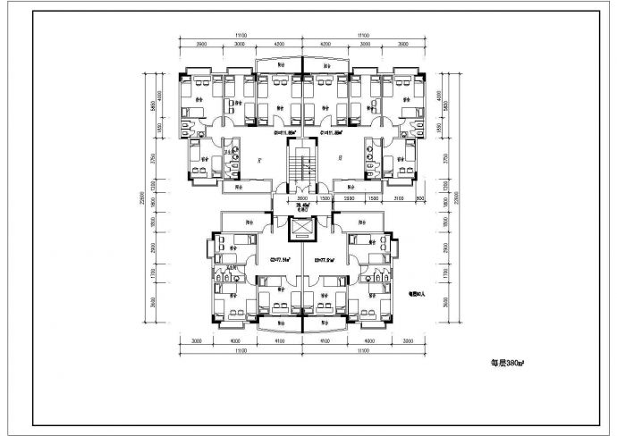 天津住宅小户型平面底商私人住宅楼设计CAD详细建筑施工图_图1