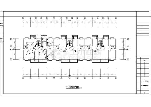 长45.24米宽10.14米6层3单元住宅楼电施设计cad图-图二