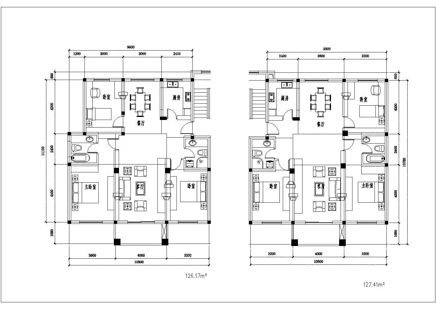 郑州按面积分类的住宅户型底商私人住宅楼设计CAD详细建筑施工图