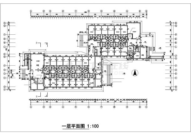 北京某大学1万平米8层框架结构学生宿舍楼CAD建筑结构设计图纸-图一