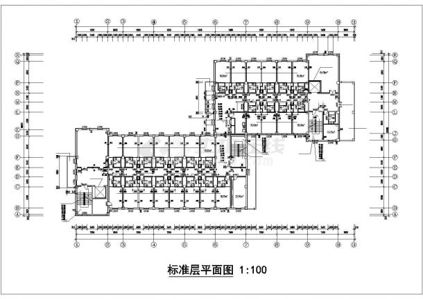 北京某大学1万平米8层框架结构学生宿舍楼CAD建筑结构设计图纸-图二
