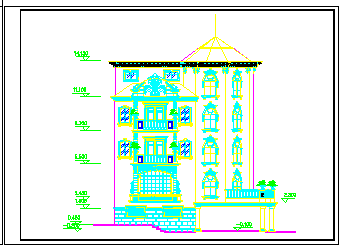 某经典别墅立面设计cad建筑图纸_图1