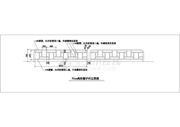 某地高铁管护栏立面图及围墙全套施工设计图纸-图一