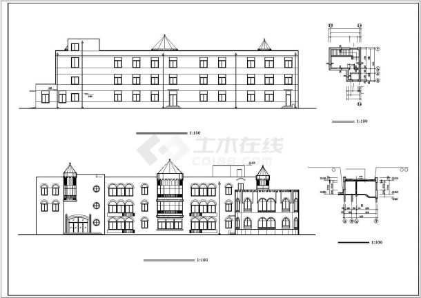 齐齐哈尔市万湖路某社区3层框架结构幼儿园全套建筑设计CAD图纸-图二