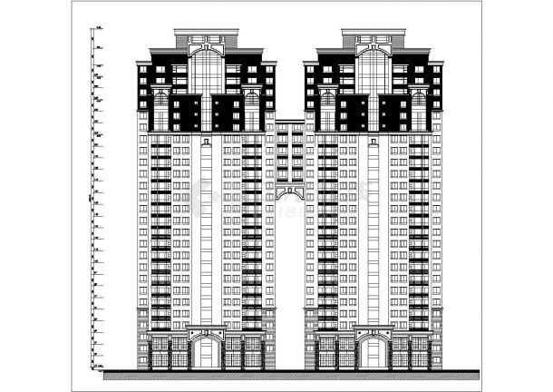 南京某小区两栋25层剪力墙结构住宅楼建筑设计CAD图纸（含总平面图）-图一