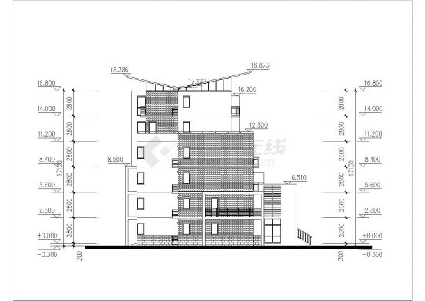 深圳市某小区1800平米6层砖混结构住宅楼全套建筑设计CAD图纸-图一