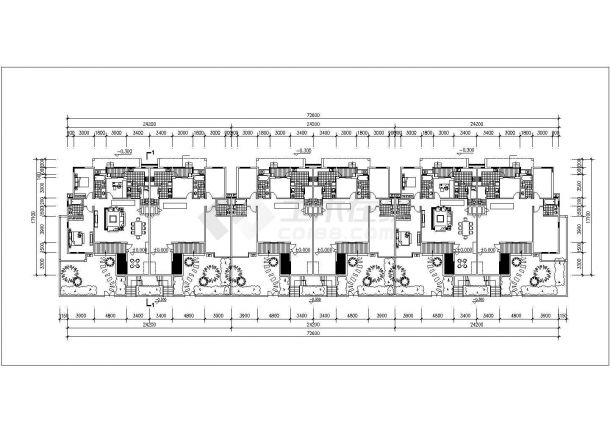 深圳市某小区1800平米6层砖混结构住宅楼全套建筑设计CAD图纸-图二