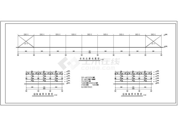 1376平米钢结构仓库建施结施设计图（长72米宽18米）-图一