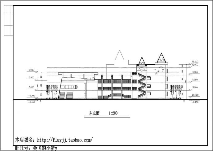 泰安市泰山路某社区4层框架结构幼儿园全套建筑设计CAD图纸_图1