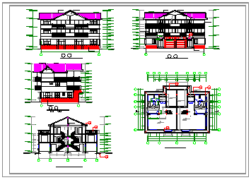 某三层双拼别墅建筑设计cad施工图纸-图二