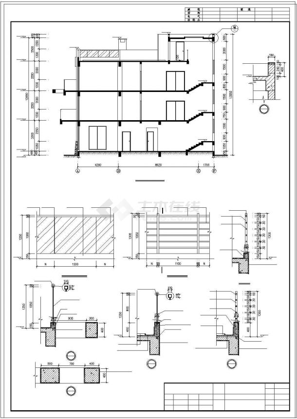 三层住宅cad建筑设计施工图带效果图-图二