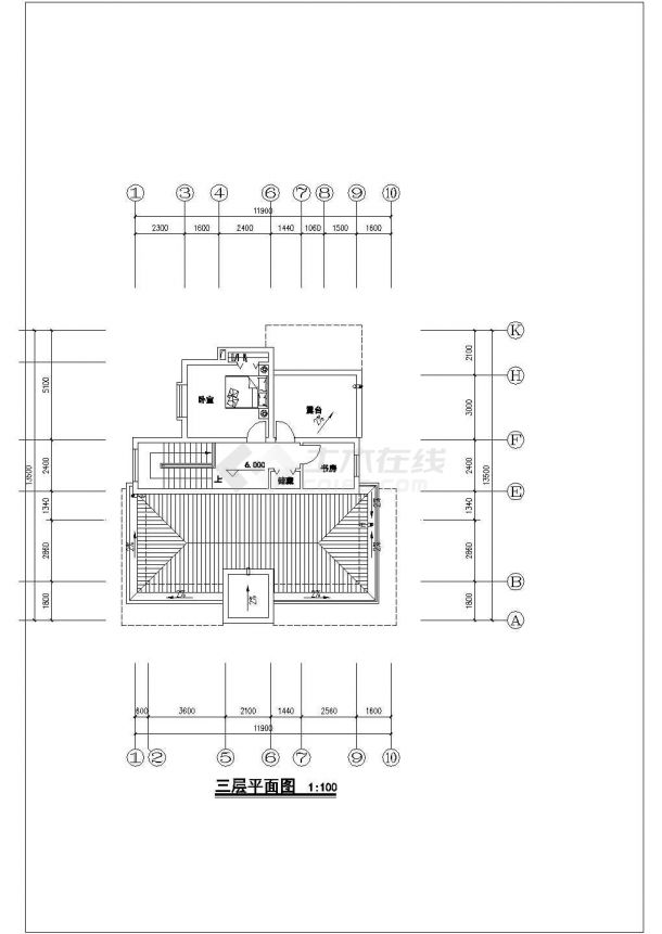 某地三层别墅cad建筑设计施工图带效果图-图一