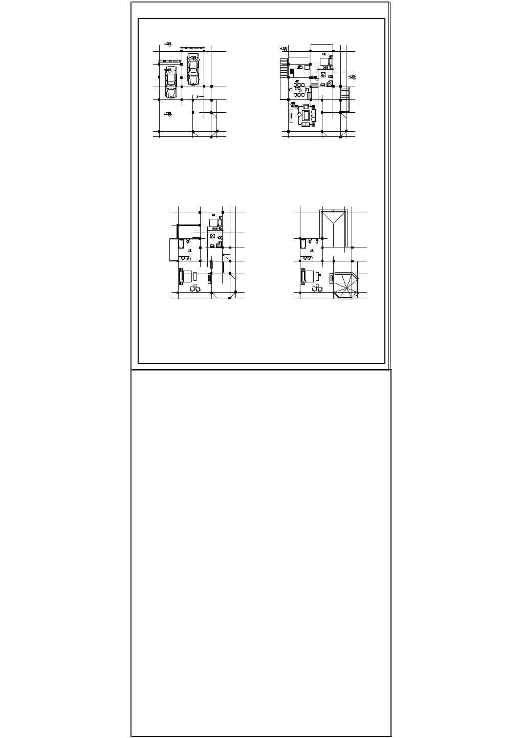 三层别墅cad建筑方案设计施工图带效果图