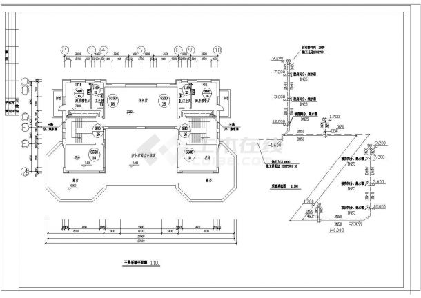 [辽宁]某三层别墅建筑结构水电施工图，含效果图-图一