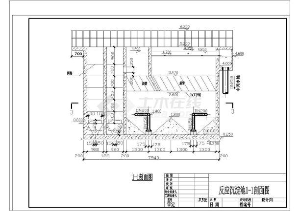 广东某纯水公司反应沉淀池平剖面图-图二