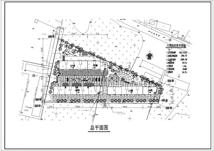 兰州市馨北花园小区总平面规划设计CAD图纸（三栋楼/占地8千平米）_图1