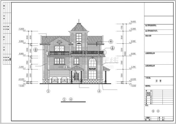 某三层独栋别墅cad建筑施工设计图附效果图（含设计说明）-图二