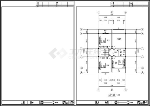 某地三层独栋别墅cad建筑全套施工设计图附效果图-图二