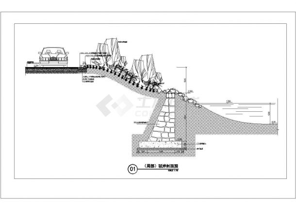 驳岸 设计施工局部CAD 剖面图-图一