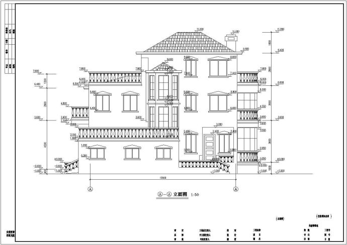 欧式风格别墅全套建筑方案图纸_图1