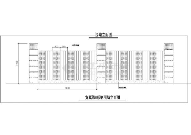 小型私人二层别墅围墙装修CAD参考图-图一