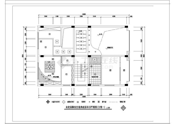 复式套房室内装修cad平面设计施工图纸-图一