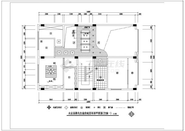 复式套房室内装修cad平面设计施工图纸-图二