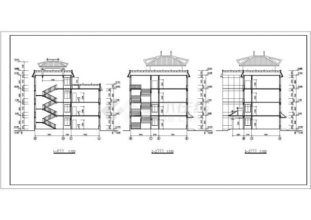 某中学四层砖混结构教学楼设计cad全套建筑施工图（ 含设计说明，含宿舍楼及食堂设计，含总平面图）-图二