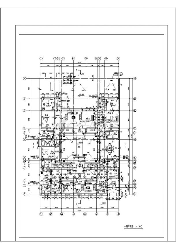 单层四合院住宅建筑平立面CAD图纸-图二