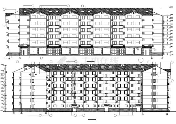 5800平米六层框混结构商住楼建筑设计CAD图纸（底层商铺/含阁楼）-图一