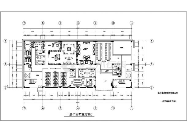 杭州爱美斯服饰公司办公楼装修设计CAD图-图二
