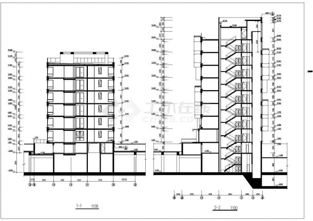 2900平米左右6层砌体结构住宅楼建筑设计CAD图纸（含储藏室）-图一