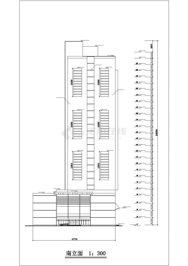 1.2万平米26层剪力墙商业写字楼建筑设计CAD图纸（含地下3层和机房层）-图一